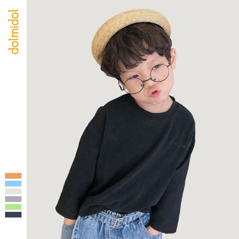 

Dolmidol 2019 HOTHOT Long Sleeve Plain Color Sweatshirt T-shirt For Boys Girls Fashion Kids Cotton Autumn Top Korea Style