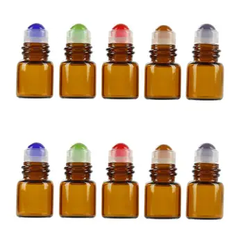 

10PC/Pack 1ml Glass Roll On Bottle Essential Oil Vials With Roller Metal Glass Ball Refillable Bottles Skin Care Tool Dropship