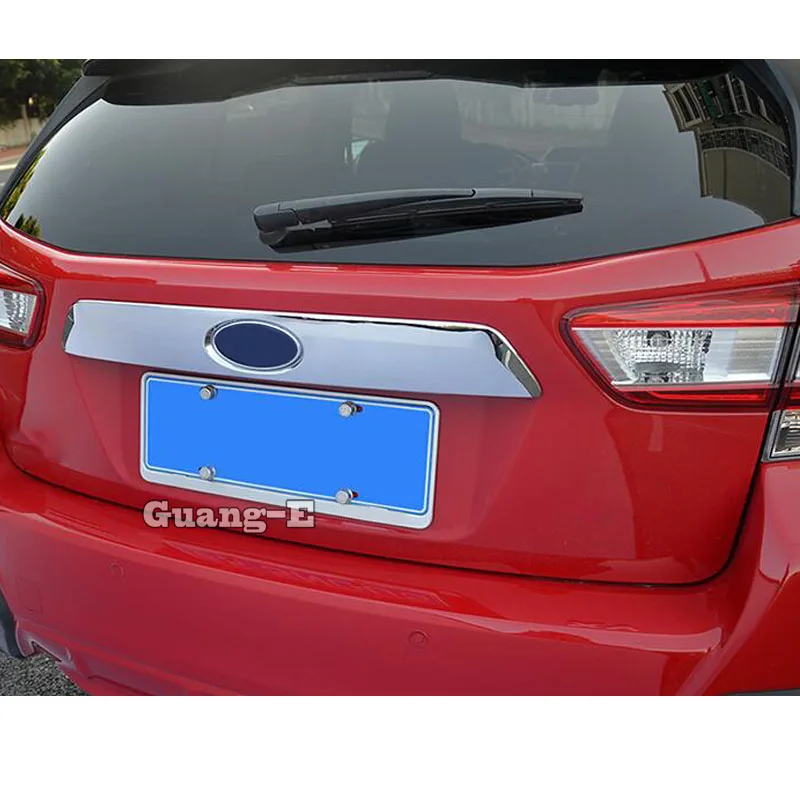 Car Sticker ABS Chrome Rear Back Door License Tailgate Bumper Frame Plate Trim Lamp Trunk Parts 1pcs For SUBARU XV