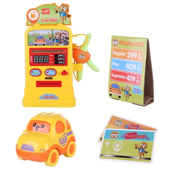 

New Creative 6Pcs Children Pretend Play Simulation Gas Station Toy Simulated Gasoline Pump Playset For Kids Gift - Yellow/Pink