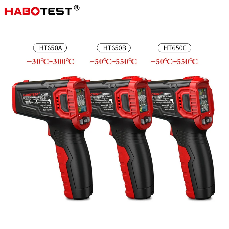 HABOTEST HT650A цифровой инфракрасный термометр гигрометр Бесконтактный измеритель температуры измеритель влажности лазерный пирометр термометр - Цвет: -30-550AddChumidity