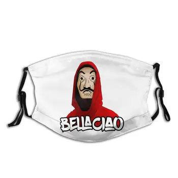 

La Casa De Papel Bella Ciao Reusable Face Mouth Mask Printed Money Heist Anti Dust Protection Mask Respirator with Filters