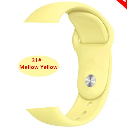 Ремешок для apple watch 5 4 ремешок 44 мм iwatch ремешок 42 мм correa 38 мм 40 мм спортивный силиконовый браслет ремешок для часов 4 3 2 - Цвет ремешка: Mellow yellow 31
