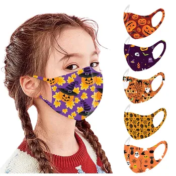 

5pc Children Face Mask Halloween Mouth Fabric Facial Mask for Protection Bandanas Washable Earloop Kids Santa Mask Маски#YL5