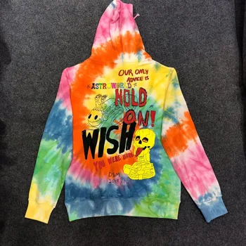 

Travis Scott ASTROWORLD World 1:1 Women Men Printed Flocking Tie-dye Hoodies Hiphop Streetwear Man Oversize Hoodie Pullover