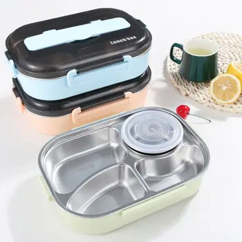 

304 Stainless Steel Lunch Box Compartment Bento Food Picnic Leakproof Container with Soap Bowl Kitchen