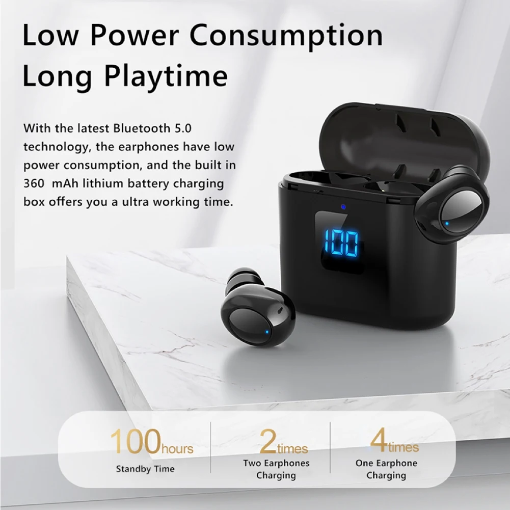 Touch Bluetooth 5 0 Earbuds TWS Smallest Wireless Earphones 8D Stereo Sports Headsets 360mAh Charging Case LED Display