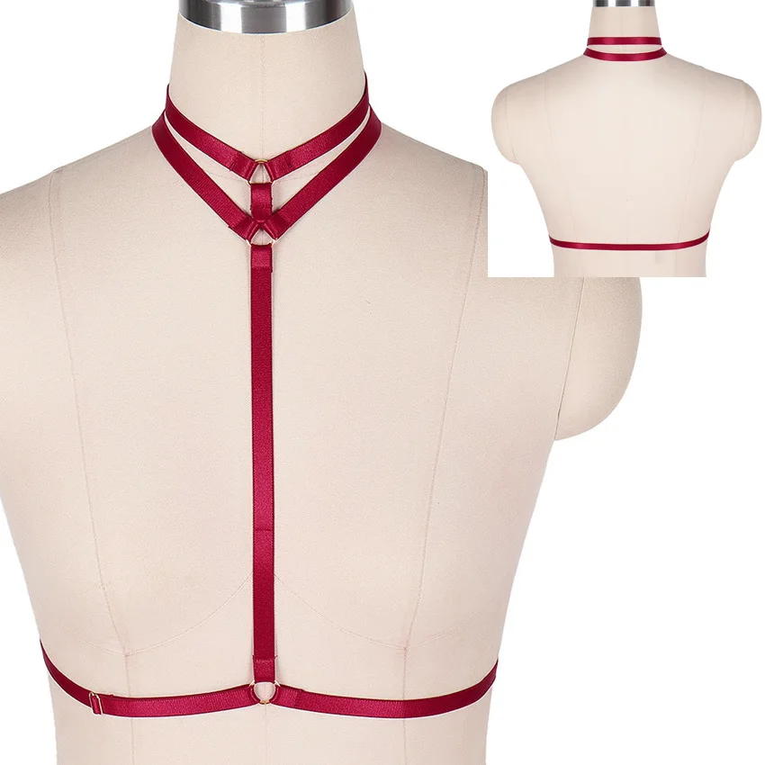 MLCS0018winered Винный красный воротник дизайн Жесткий бюстгальтер в виде пентаграммы Kawaii полые Грудь корсет для связывания пастельный, готический пояс - Цвет: MLCS0018winered
