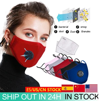

2 PCS Filter Fashion Mask Anti Pollution PM2.5 Mouth Respirator Washable Reusable Dust Masks Cotton Unisex Mouth Muffle Blac