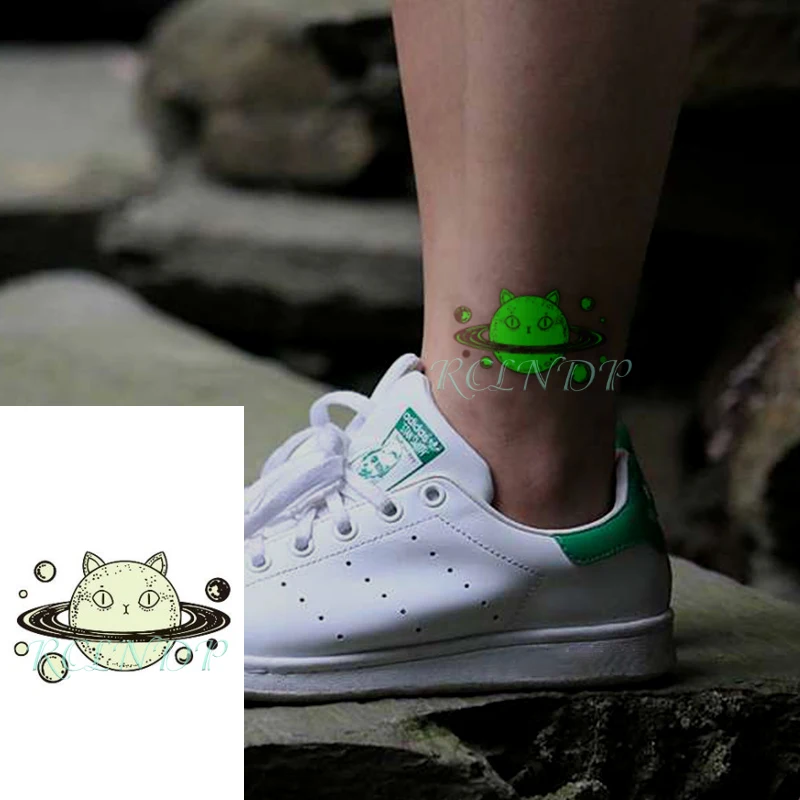 Waterproof Temporary Tattoo Sticker Cartoon Planet Luminous Flash Tatoo Fake Night Glow Glitter Tatto for Kids Women Men
