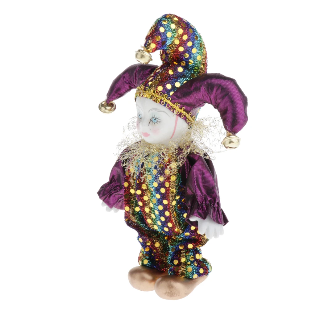 16cm Porcelain Triangel Doll Small Clown Doll Funny Clown Model Figurines Souvenirs Crafts