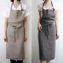 Модный льняной кухонный фартук для приготовления пищи, для женщин и мужчин, для шеф-повара, официанта, кафе, магазина, для ногтей, фартуки для парикмахеров, индивидуальный логотип, салонные нагрудники