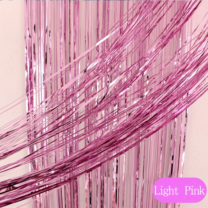 3 м розовое золото металлик Блестки из фольги дождь занавес двери Свадебные украшения день рождения кисточкой фон реквизит для фотосессии - Цвет: Light Pink