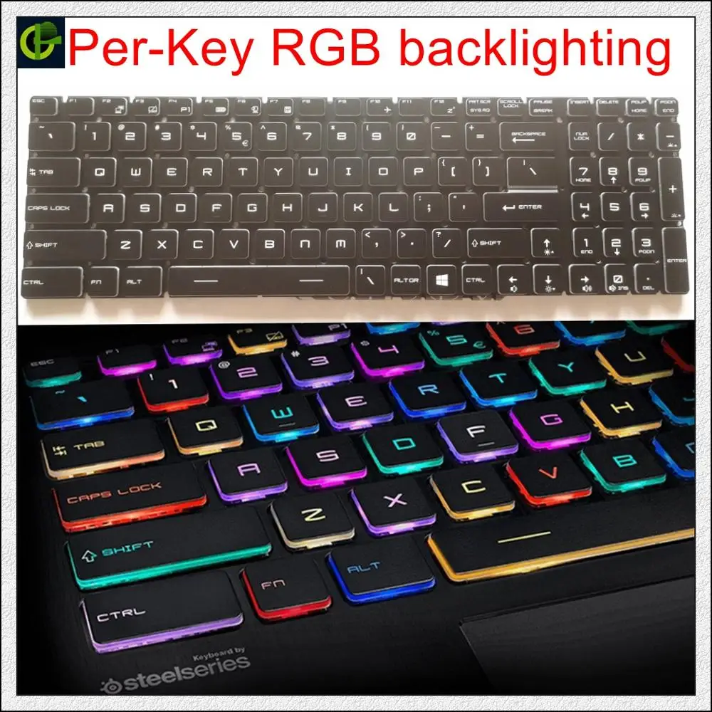 Полноцветная английская клавиатура с RGB подсветкой для MSI GP75 GP65 Leopard 9SD 9SE цветной