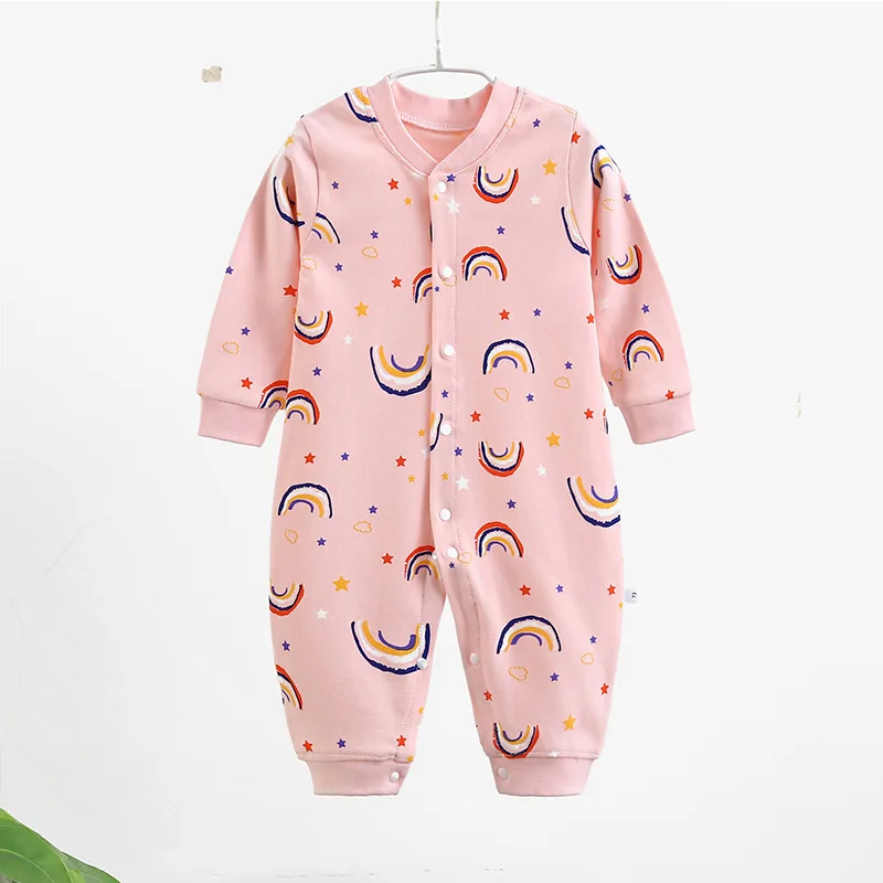 

2020 Baby Spring Autumn Clothing Newborn Infant Baby Boy Girl Cotton Romper Knitted Ribbed Jumpsuit Print Clothes Warm Outfit