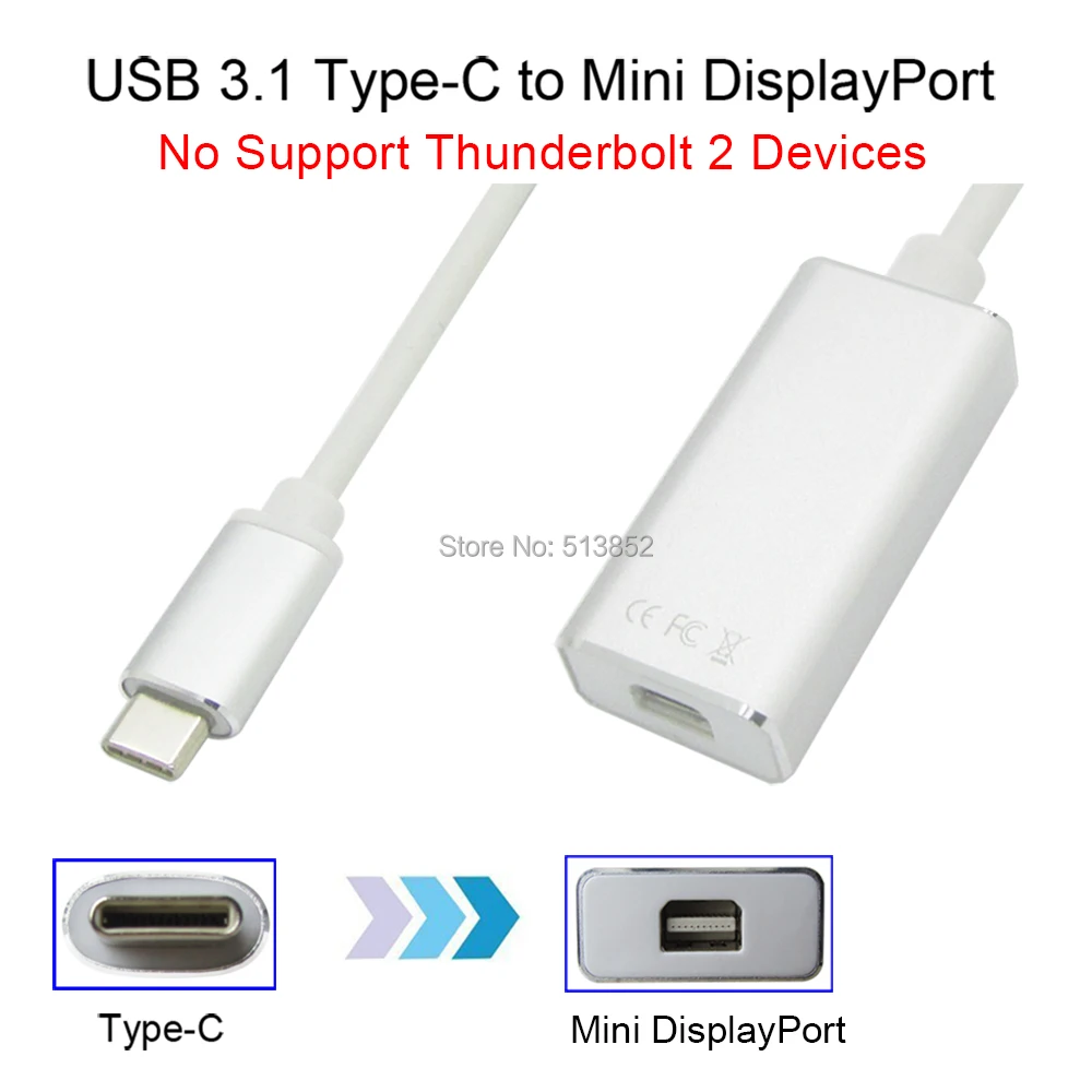 Переходник с Mini DP на USB C 4K 60Hz 3 1 Type Display Port адаптер Thunderbolt конвертер для MacBook