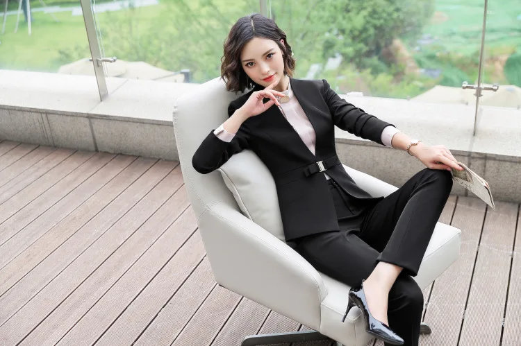 IZICFLY, осень, весна, новинка, 2 предмета, брюки и куртка, серый костюм, Женская рабочая одежда, элегантный, деловой, женский, офисный, брюки, Блейзер, набор