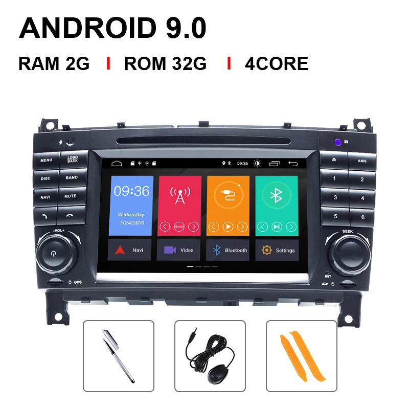 4 Core 32 ROM IPSDSP 4G 64G 2 Din Android 9,0 gps Авторадио автомобильный мультимедийный плеер для Mercedes/Benz/Sprinter/W203/W209/A180/Viano Vito/a-класс - Цвет: 4 Core 32 ROM