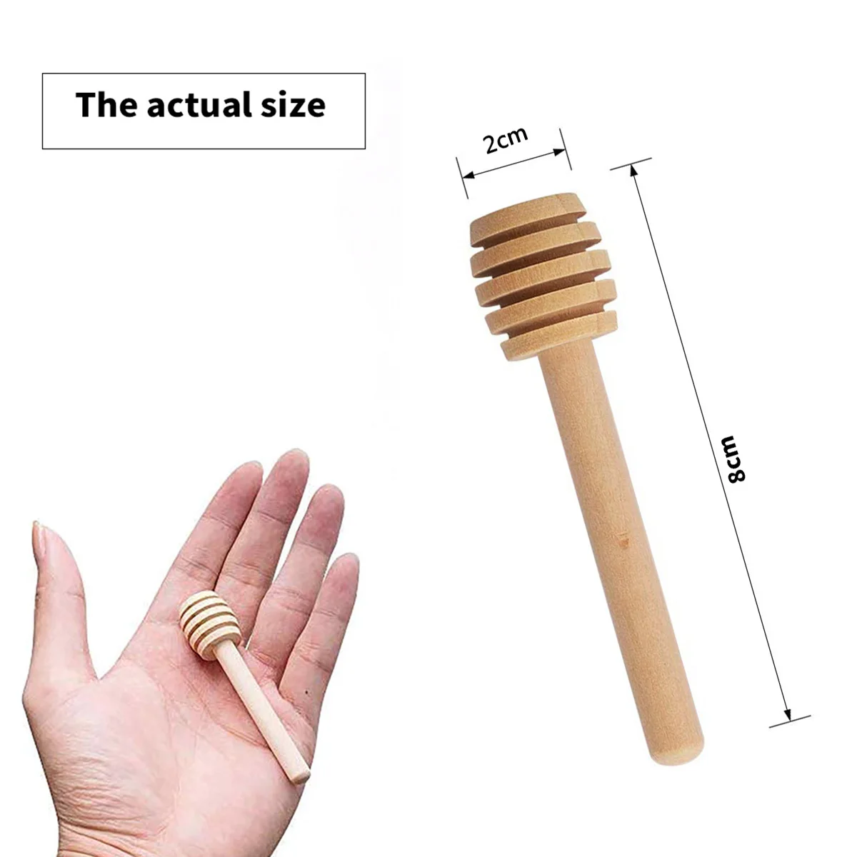 8cm Mini Wooden Honey Stir Bar Small Wood Dipper Stick Mixing Spoon Drizzler Honey Stirrer  Drizzle Jar Dispenser Server images - 6