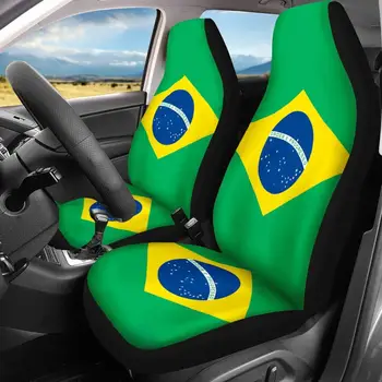 

INSTANTARTS Soccer Team Brazil Stylish Design Waterproof Automobile Seats Protector Non Fade Universal Car Front Seat Covers New