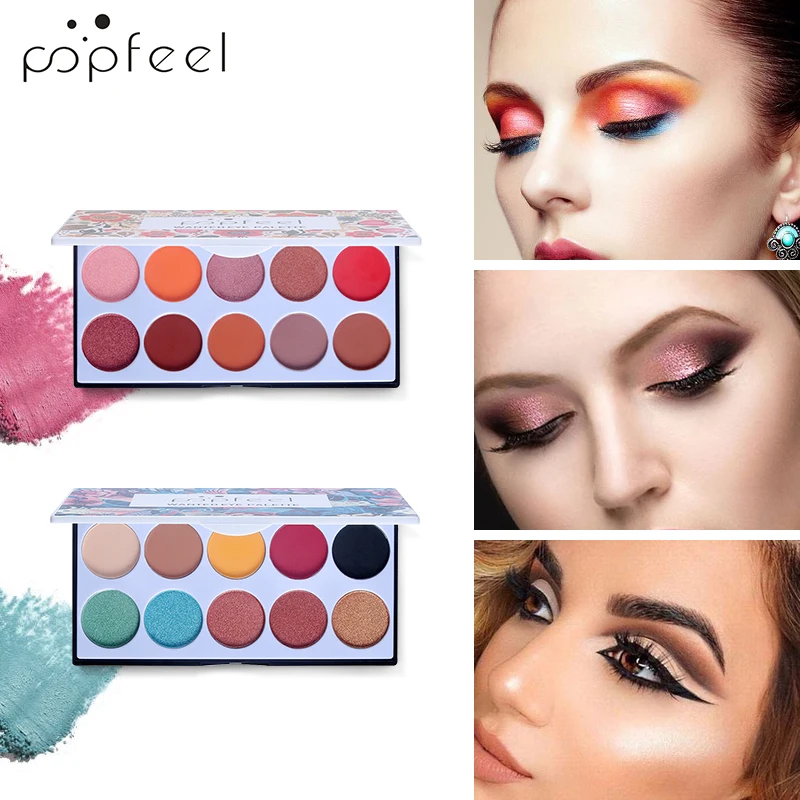 

POPFEEL 10 Color Matte Eye Shadow Palettes Natural Makeup Set Waterproof Lasting-Effect Glitter Eyeshadow Powder Pallete Sexy