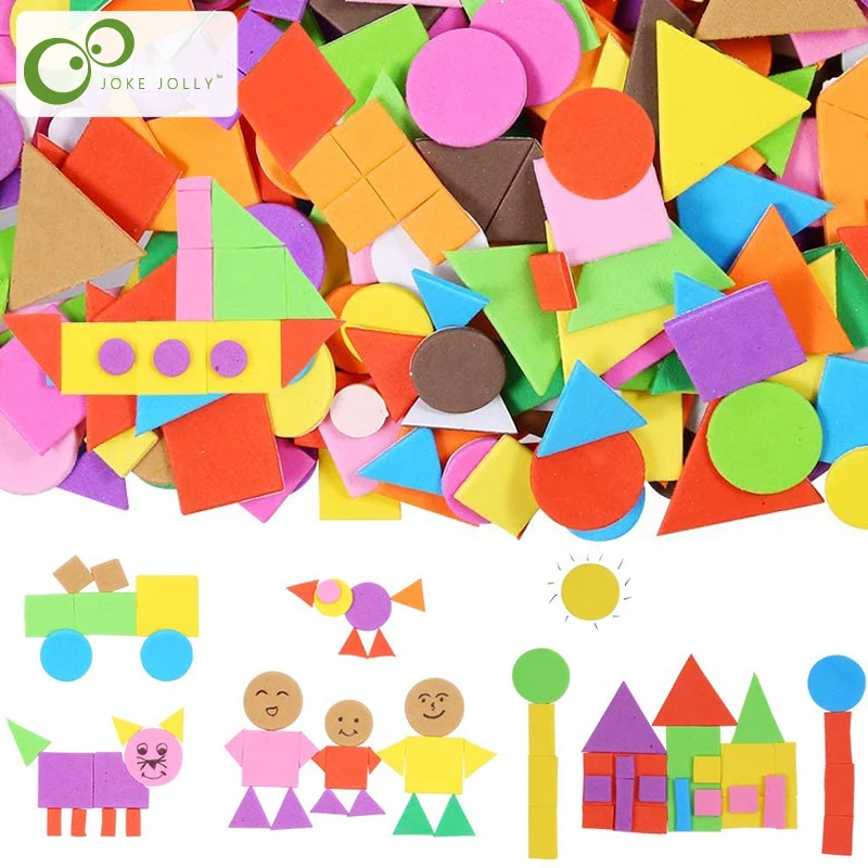 150/300/500pcs Foam Stickers Geometry Puzzle Self-Adhesive EVA Stickers Children Education DIY Toys Crafts Arts Making Gift 2