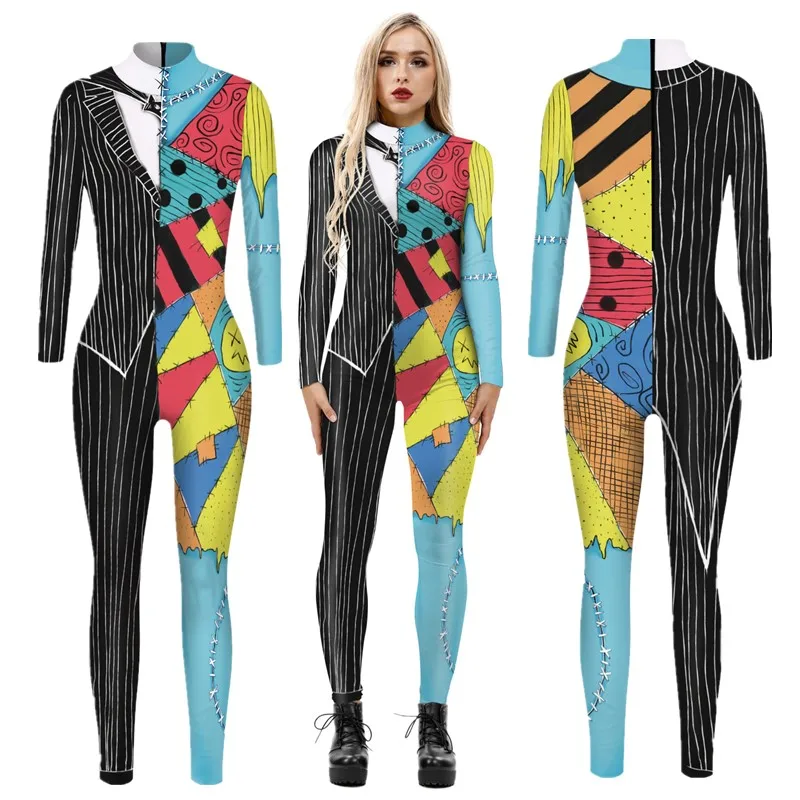 

Nightmare Before Christmas Cosplay Adult Kids Sexy Jumpsuit Catsuit Character Costumes Zentai Women Bodysuit Fancy Dress