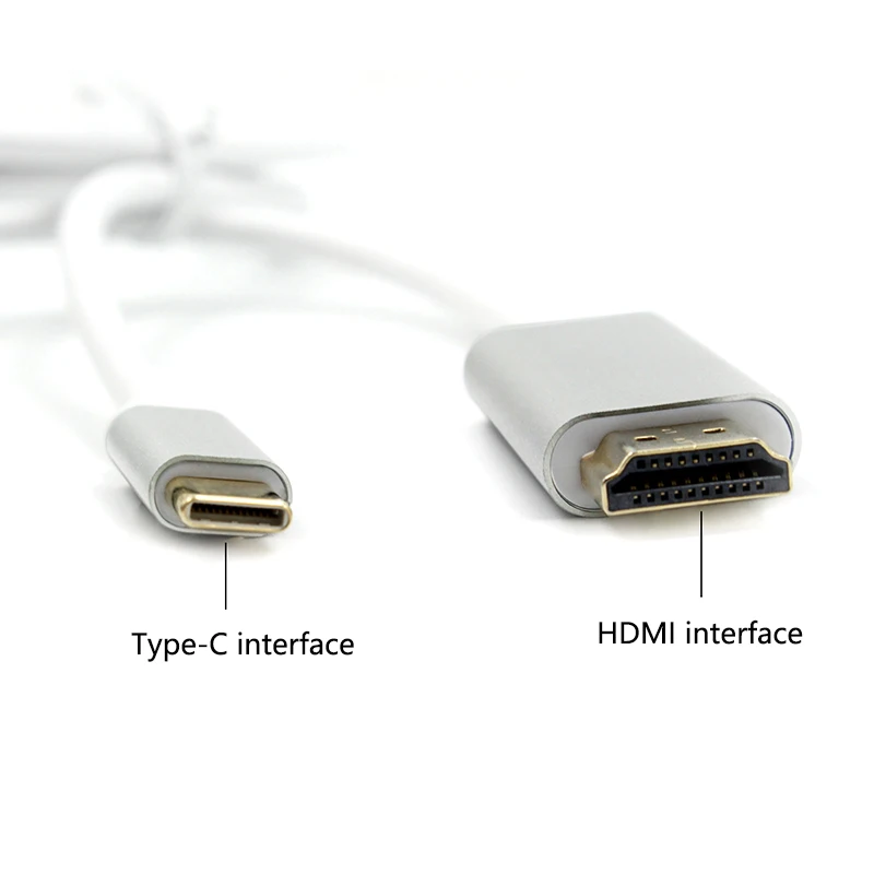 USB 3,1 type C к HDMI кабель адаптер 4K папа-папа конвертер для MacBook2016/huawei Matebook/Smasung S8 1,8 M цвет серебристый