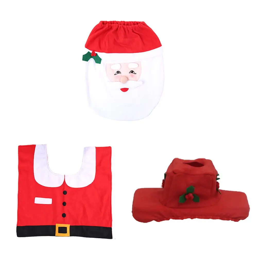 New Christmas Toilet Set Cover Home Decorations Christmas Overcoat Toilet Case Bathroom Decorative Products