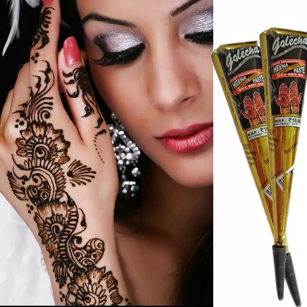 Henna Cones 1 Pcs Henna Tattoo Paste Black Brown Red White Henna Cones Indian For Temporary Tattoo Sticker Body Paint Art Cream Cone