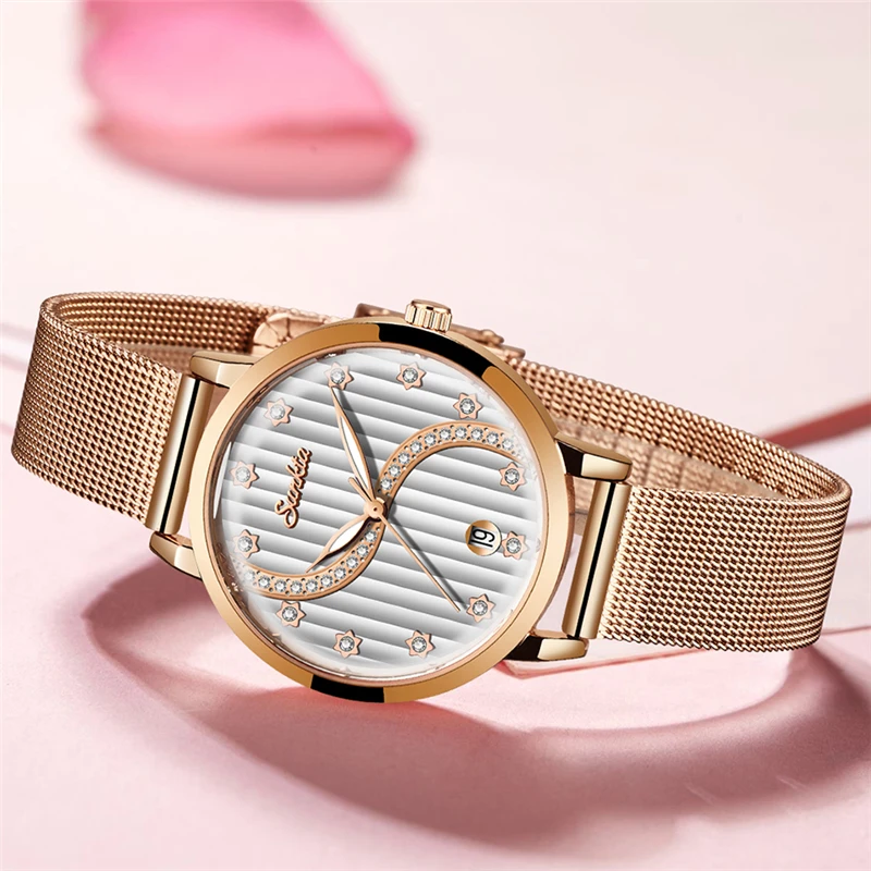 

SUNKTA Women Fashion Gold Quartz Watch Lady Casual Waterproof Simple Wristwatch Gift for Girls Wife Saat Relogio Feminino+Box