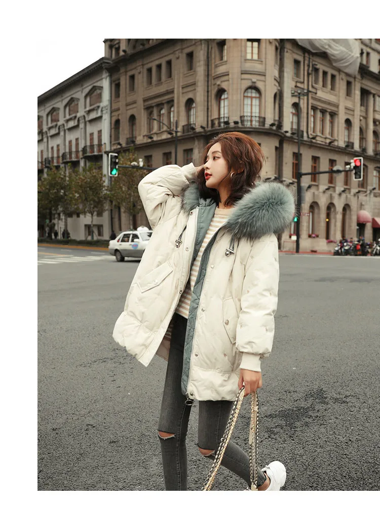 Down jacket of new female fashion long white duck down Han Guodong door han edition show thin coat in winter