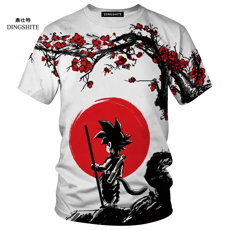 

DINGSHITE New Men's Fashion Anime Dragon Ball Z Goku Print Short Sleeve T Shirt Men's 3d Super Saiyan Round Neck T Shirt