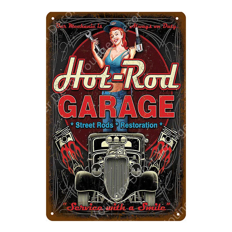 Hot Rod моторное масло металлические знаки папа гаражный Декор Автомобиль мотоциклы табличка для бара паба домашняя декоративная тарелка винтажный художественный плакат YI-054 - Цвет: YD4459I