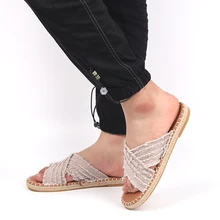 

Women Weave 2021 Summer Mesh Slippers Woman New Style Casual Flats Female Sewing Outdoor Shoes Ladies Big Size Footwear