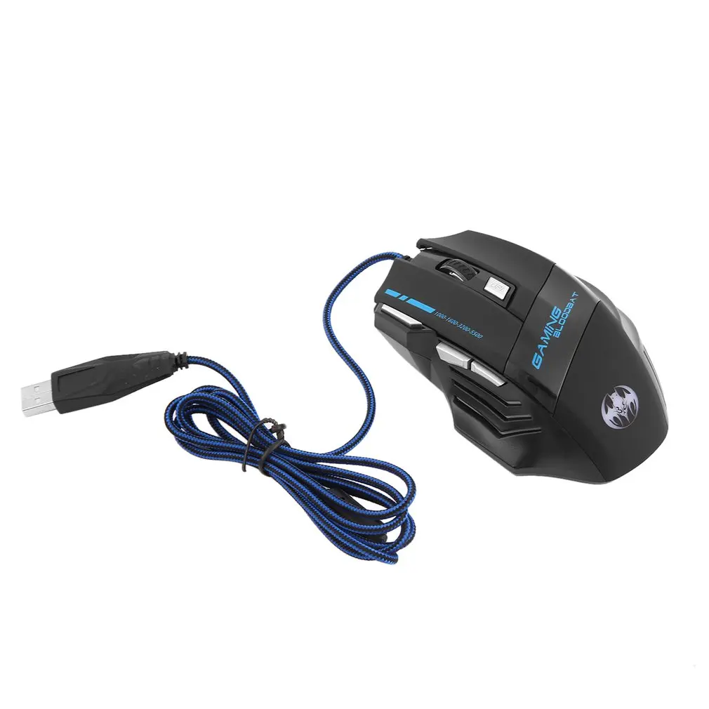 

Black 1000DPI-5500 DPI 7 Buttons with Scroll Wheel LED Optical USB Wired Gaming Mouse Mice Computer Mouse For Pro Gamer