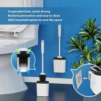 

New upgrade Toilet Brush Long Handle U-shaped Non-slip Rubber head Brush Lavatory Cleaning tool Wall Mounted Bathroom accessorie