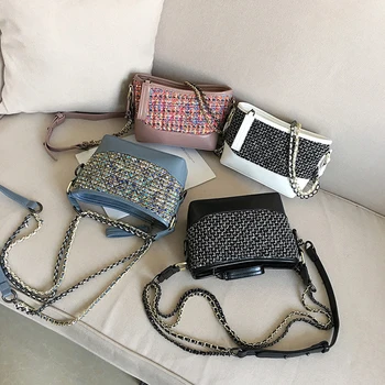 

Woolen Wandering Bag 2020 New Women's Bag Oblique Cross Bag One Shoulder Portable Fashion Small Fragrance Lingge Chain Bag