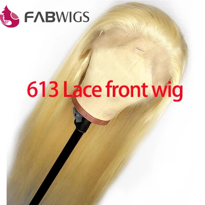 Fabwigs 180% Плотность Омбре блонд кружевные передние человеческие волосы парики европейские прозрачные кружевные передние парики remy волосы предварительно выщипанные - Цвет: 613 wig