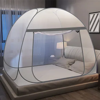 

Large Space Mongolian Yurt Mosquito Net Encryption Tent Canopy Double Bed Folding Portable Student Mosquito Netting Single Door