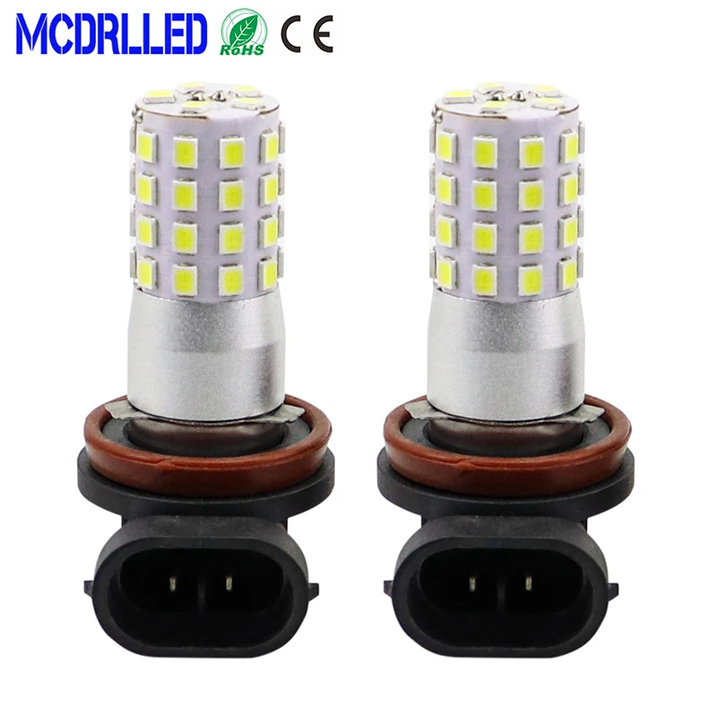 

Mcdrlled 2Pcs H8 H11 9005 9006 Headlight Bulbs Led Fog Lights 12W 2835SMD White 6000K Car Running Lamp