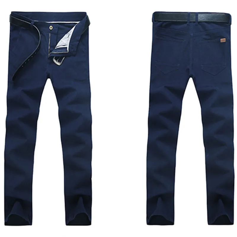 Navy blue Tide весна осень мужские классические 6 красочные однотонные простые Стильные повседневные штаны модные брендовые облегающие эластичные хлопковые джинсы брюки - Цвет: Navy blue