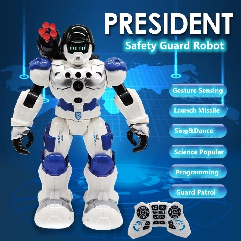 Lancio Missile Guard Rc Robot Shoot Water Firefighter Robot Gesture Sensing Singing Dancing Smart Programmabile Educational Rc Toy