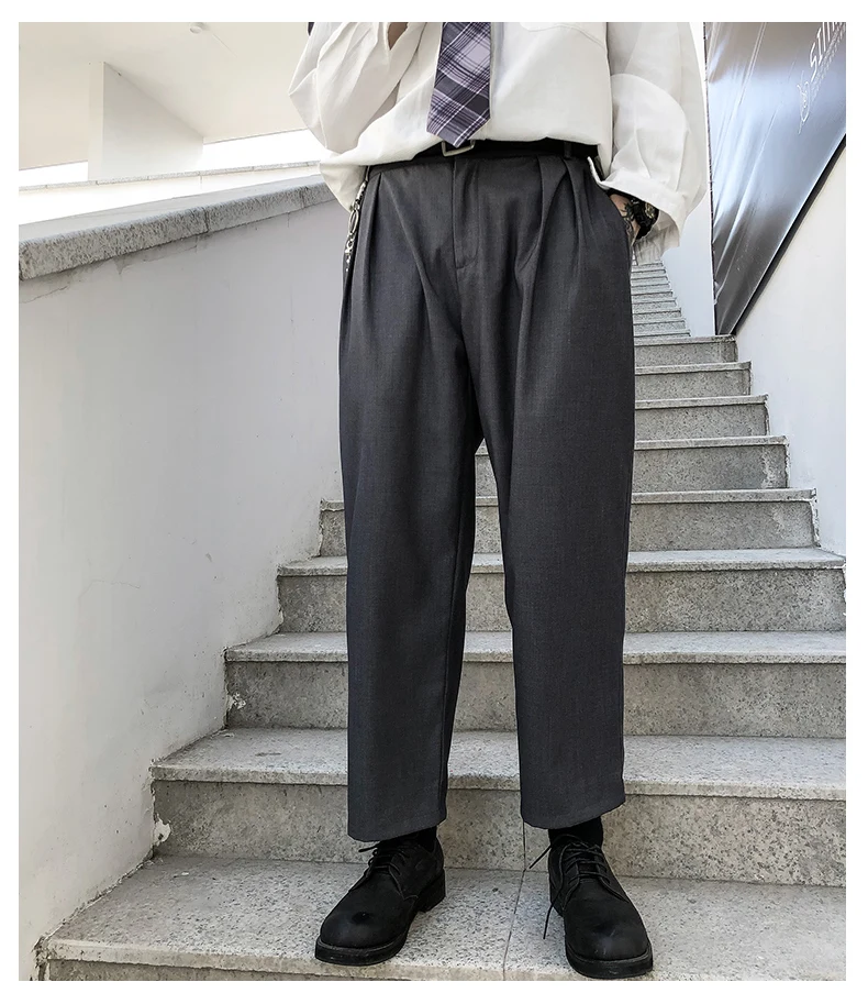 Мужские новые свободные прямые брюки от костюма мужские уличные винтажные модные деловые повседневные брюки японские брюки