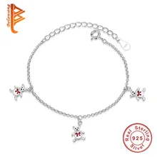 Рождественский 925 пробы Серебряный Очаровательный браслет с милым медведем для маленьких девочек, детские регулируемые серебряные браслеты с цепочкой, рождественский подарок