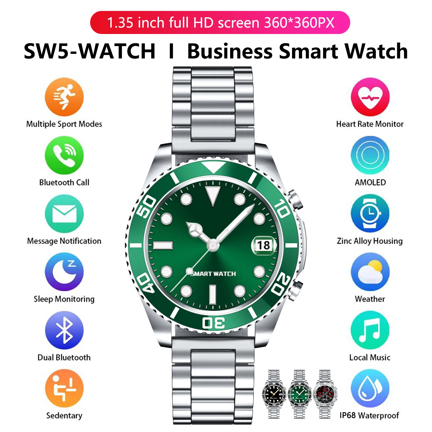 Rolex style Smart Watch 2021 Men Sports Men's Wristwatch Music Watches Huawei Fitness Bracelet Samsung Galaxy Smartwatches