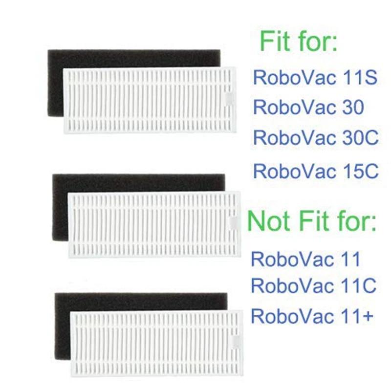 Фильтры щетки запасные части подходят для Eufy Robovac 11S и Robovac 30 и Robovac 30C и Robovac 15C