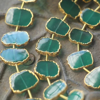 

925 Sterling Vermeil Silver,GREEN ONYX Smooth Coins Shape Pendant,11 Piece of 17mm