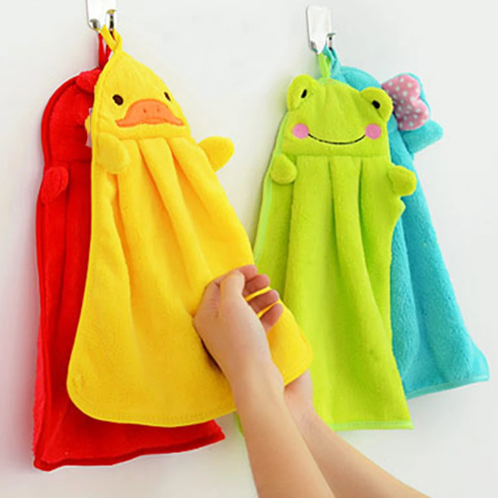 Baby Kids Hand Towel Cartoon Animal Kitchen Hanging Wipe Soft Towel BL3 
