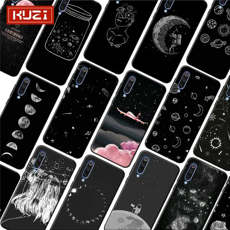 

sky Space planet Black And White Sun Moon Stars Soft Silicone Phone Case for xiaomi mi 9 9t se mi 8 pocophone f1 mix 3
